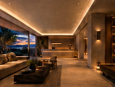 Salón iluminado con luz indirecta